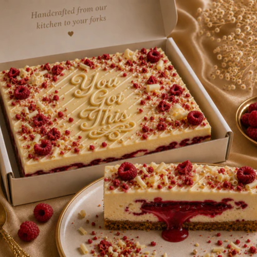 Custom Signature White Choc & Raspberry Cheesecake - Tray